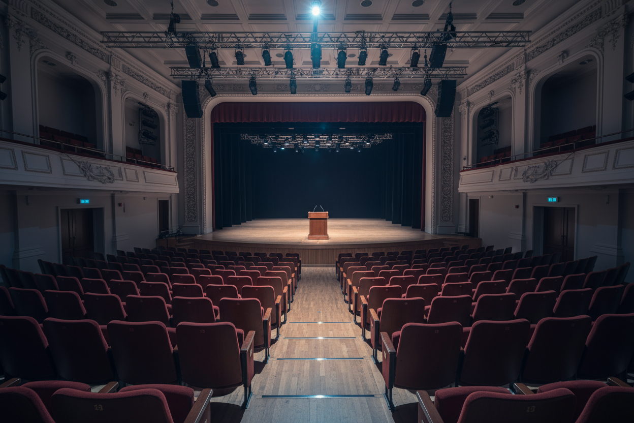 Auditorium with nobody standing at the podium