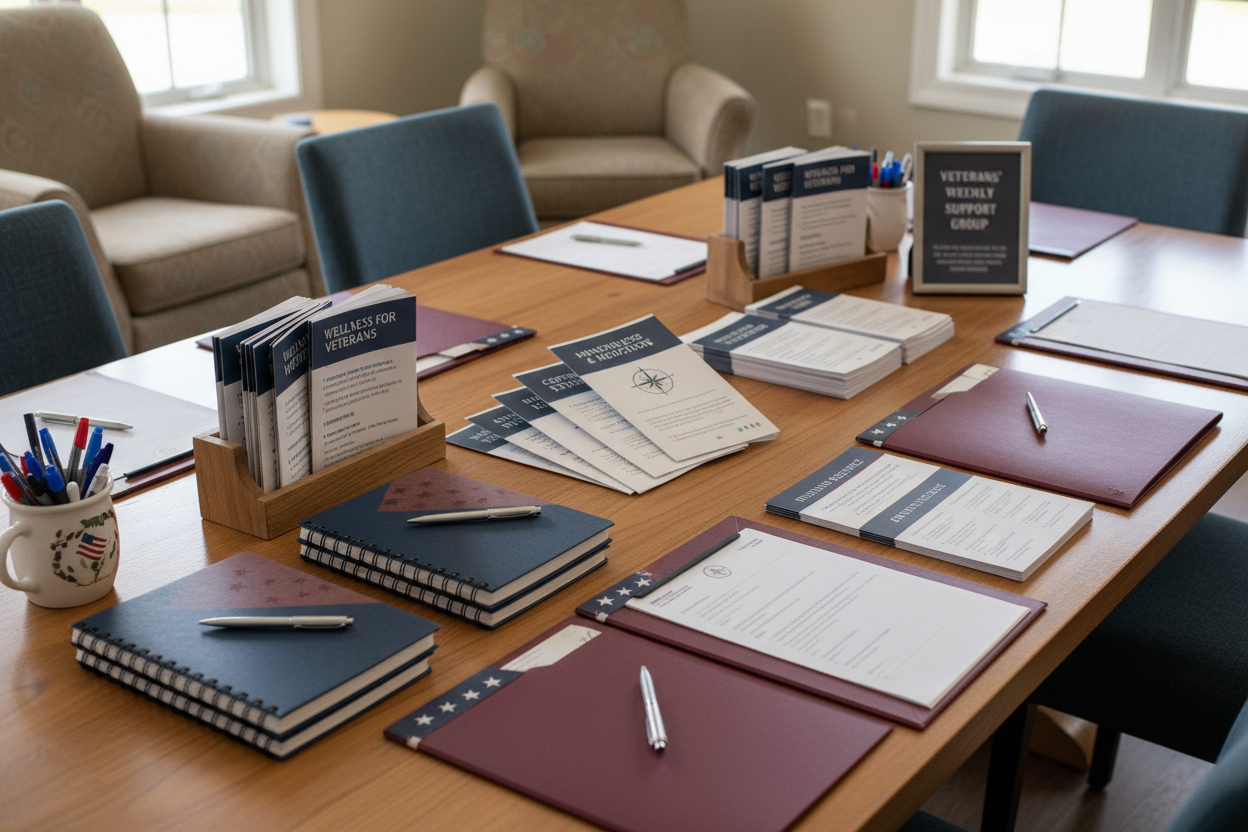 resources, journals, and materials for weekly veteran sessions